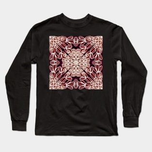 Rusty Maroon Cactus Mandalas - Intricate Digital Illustration - Colorful Vibrant and Eye-catching Design for printing on t-shirts, wall art, pillows, phone cases, mugs, tote bags, notebooks and more Long Sleeve T-Shirt